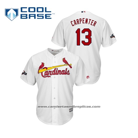 Camiseta Beisbol Hombre St. Louis Cardinals Matt Carpenter 2019 Postemporada Cool Base Blanco